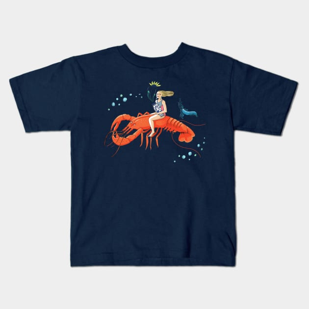 Lobster Girl Kids T-Shirt by lindsaygrime